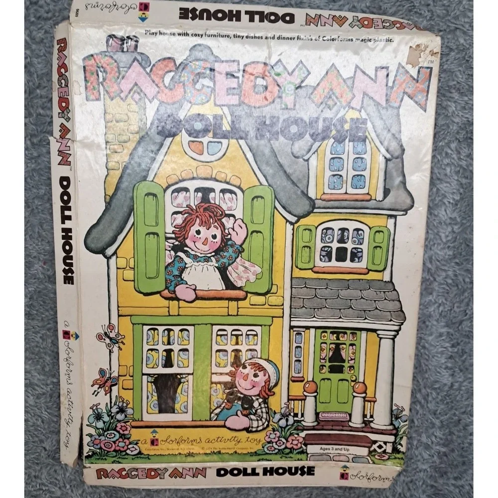 Vintage 1974 Raggedy Ann Doll House Colorforms Activity Toy Collectible Retro